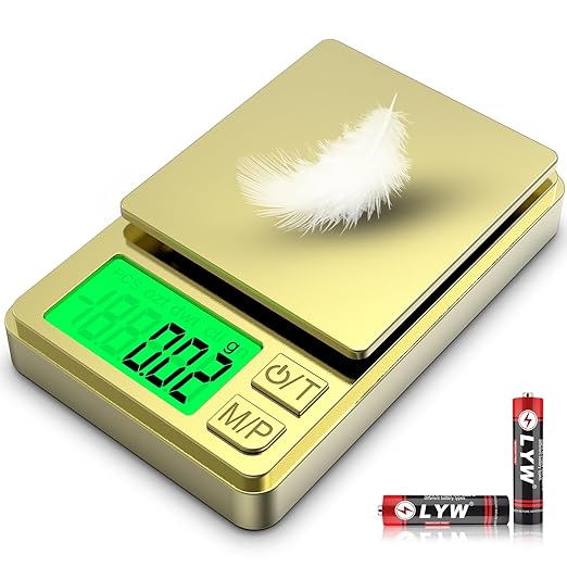 Mik-Nana Digital Pocket Scale, 500g x 0.01g High Precision Gram Scale, Portable ewelry Scale with Protective Cover, Backlit LCD, 7 Units Tare, for Food, Kitchen, Coffee, Battery Included