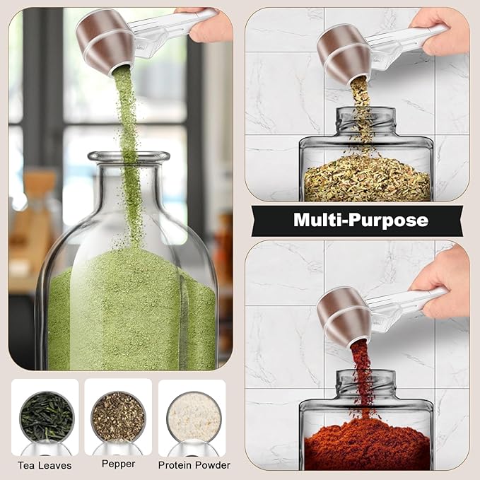 Coffee Scoop & Funnel for Reusable K Cup Refillable Coffee Pods, Coffee Measuring Spoon 2 Tablespoon Capacity, Scoop with Funnel for Ground Coffee, Protein Powder, Tea (Clear, 1 Pack)
