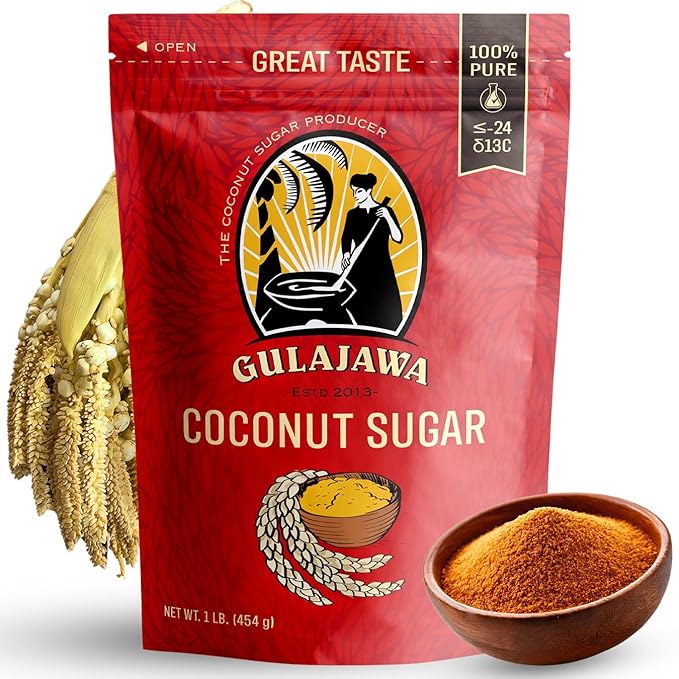 GULAJAWA Javanese Coconut Sugar 100% Pure Palm Sugar Caramel-Toffee Flavor for Coffee Lovers, Home Cooks, Chefs & Baking Enthusiasts. Use in Beverages, Desserts, Sauces & Seasoning Blends - 1lb.
