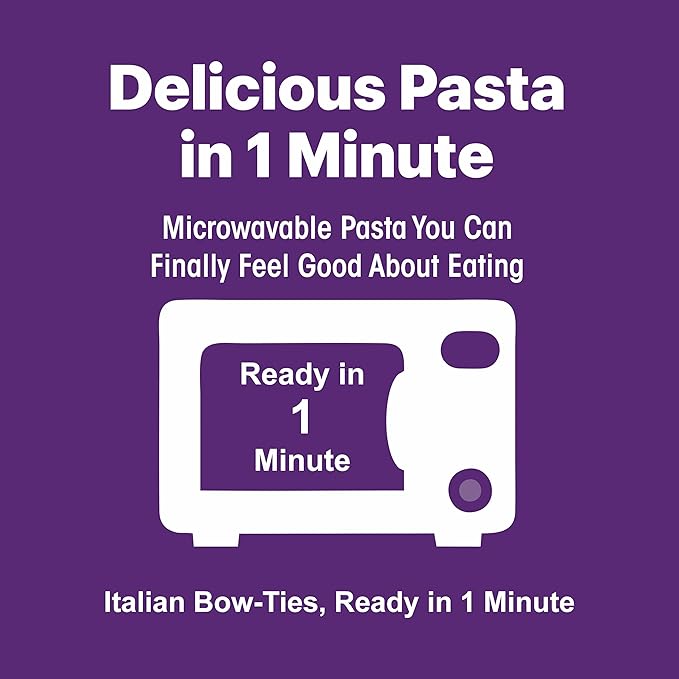 Pasta Zing Farfalle Pasta, Authentic Italian Al-Dente Texture, Ready in 1 Minute, 14g Protein 4g Fiber, Made with 100% Durum Wheat, Zero Sodium, Clean Label Shelf-Stable, 7.05 oz Pouch, Pack of 7