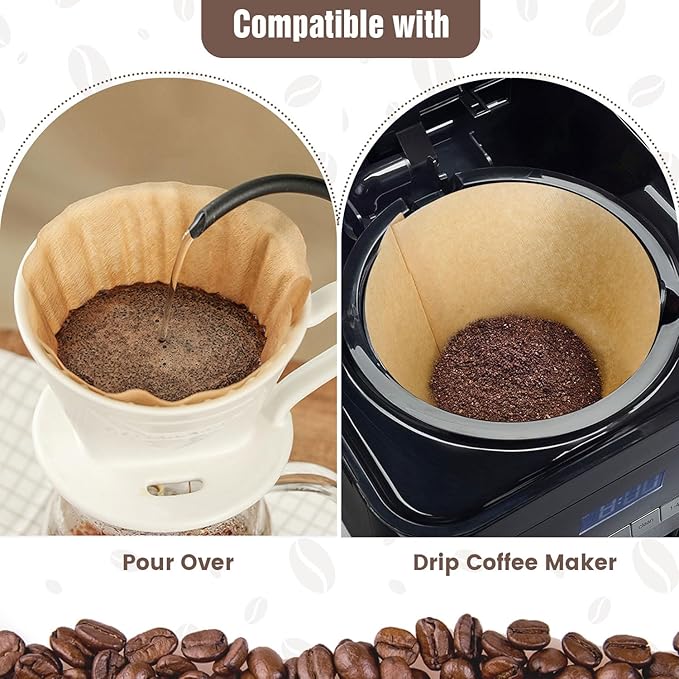 300 Count Cone Coffee Filters #4, Unbleached Size 04 Coffee Filters 8-12 Cup, Disposable Natural Paper Filters, No.4 Cone Filters For Ninja, Pour Over and Drip Coffee Maker
