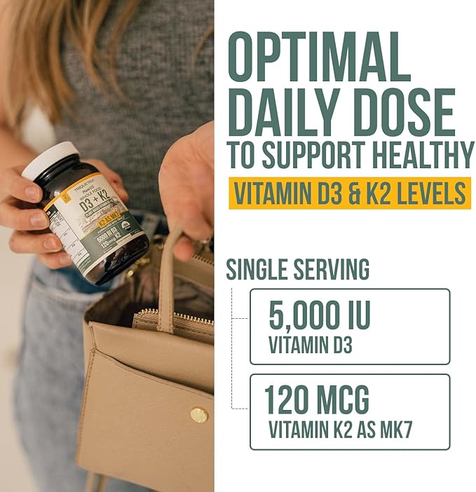 Organic Plant D3 + K2 | 5000 iu D3 + 120 mcg K2 as All-Trans MK7 from MenaQ7® - 100% Whole Food, Raw & Vegan | Enhanced Digestion with Prebiotic & Superfood Complex – D3 from Organic Algae - 3-pack
