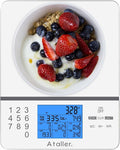 Ataller Food Scale with Nutritional Calculator, Digital Kitchen Scale, Food Scales for Kitchen, Calorie Calculator for Meal Prep, and Weight Loss, Units in Lbs, Grams, Ounces, Batteries Included