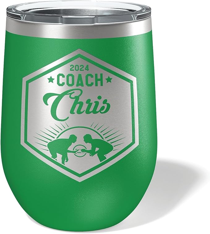 Wrestling Coach gifts, Tumbler, Coach tumbler, Wrestling gifts, Coach Beer glass, Coach gift, Wrestling Coach, Coach gifts, Wrestling Coach (Wrestling Hexagon, Green, 12oz Wine Tumbler)