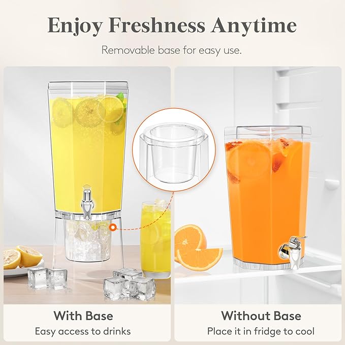 Lifewit 1 Gallon Christmas Drink Dispenser for Parties 2 Pcs, Plastic Beverage Container with Stand for Juice/Tea/Soda & Lemonade, BPA Free Clear Water Pitcher with Spigot for Hosting