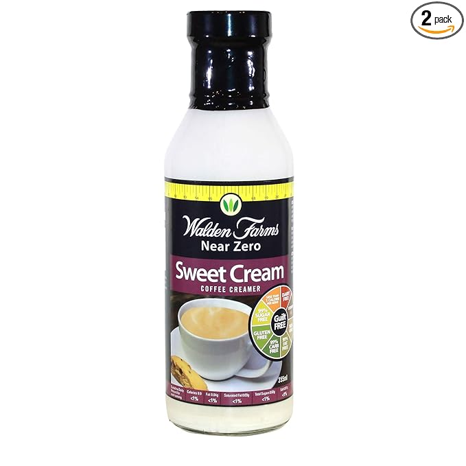 Walden Farms Sweet & Creamy Coffee Creamer – Zero Calorie, Fat-Free, Sugar-Free, Low Carb, Keto-Friendly, Dairy-Free, Vegan – 2-Pack, 12 oz Bottles