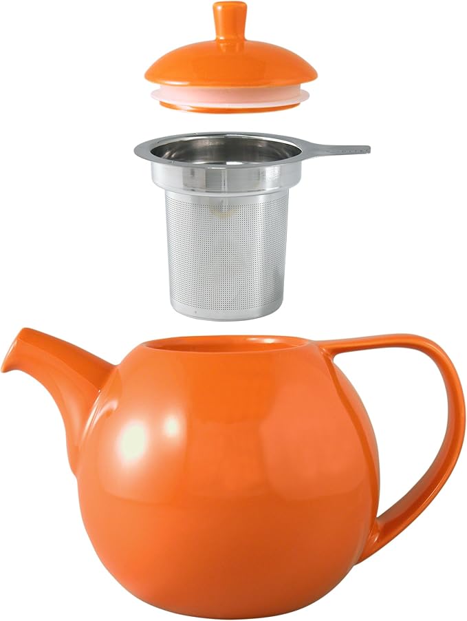 FORLIFE Curve Teapot with Infuser, 45-Ounce, Carrot