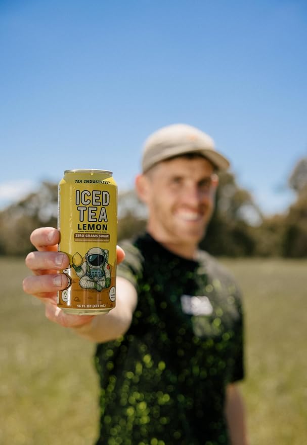 Tea Industries Black Tea with Lemon Iced Tea – Sugar Free, Low Calorie Citrus Flavor Electrolyte Drink for Hydration, 16oz Cans (12-Pack)