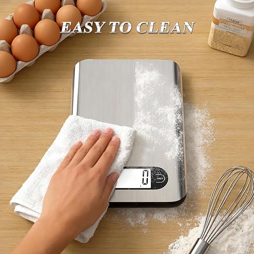 Qzzhizhao Digital Kitchen Scale, 17 Pounds Capacity Food Scale with LCD Display, Weight Grams and Ounces for Cooking and Baking, Stainless Steel Platform, Anti-Splash