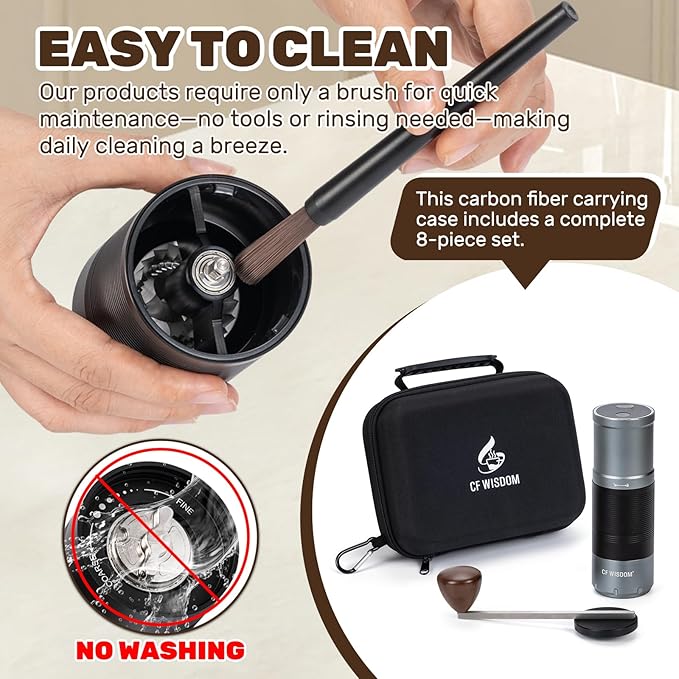 Portable Electric Coffee Grinder Dual-mode electric and manual grinding Features 7-level precision grind settings Adjustable coffee bean grinder Ideal for travel, camping, office, and home use