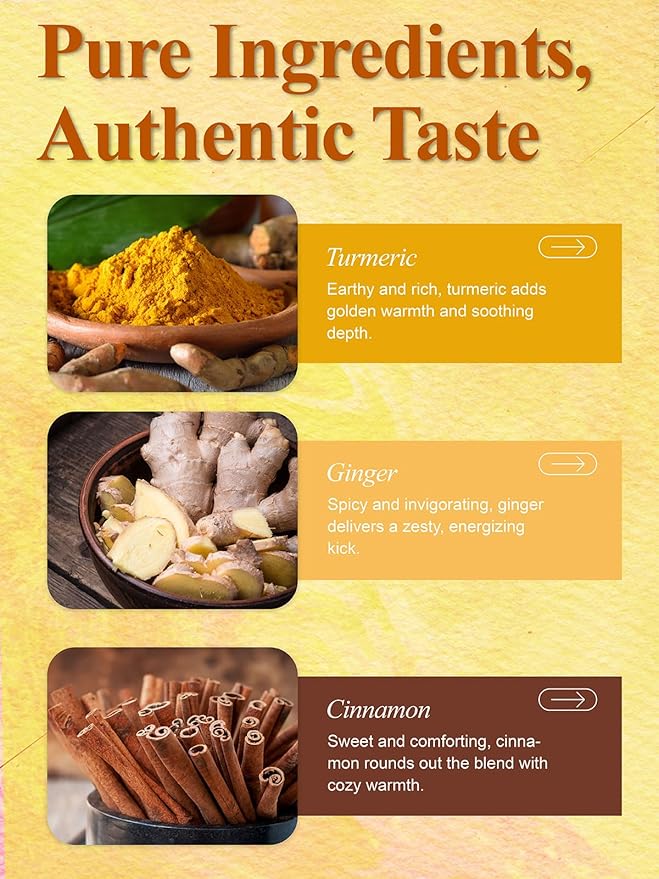 LOOMICA Turmeric Ginger Cinnamon Tea, Naturally Caffeine-Free, Warm & Spicy Herbal Blend, Rich & Aromatic, Perfect for Cozy Mornings & Relaxing Evenings, 20 Counts, (Pack of 2)