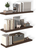 12 Inch Deep Floating Shelves for Wall 3 Pack Floating Shelfs Large Storage Space Wall Decor Display Shelf for Bathroom Living Room Bedroom Kitchen 40" W x 12" D x 1.2" H Walnut