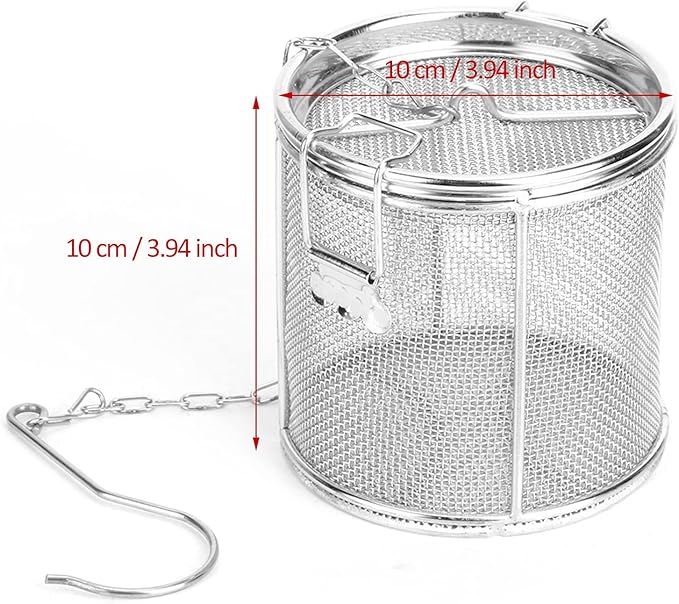 Stainless Steel Tea Ball Strainer, Wire Mesh Tea Strainer, Silver Tea Strainer for Loose Leaf Tea, Spice Filter Soup Infuser for Cooking, Tea Ball Strainer with Chain Hook for Home Kitchen(10 x 10cm)