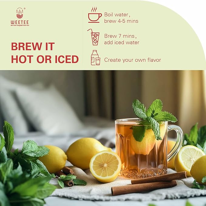 WT WEETEE Decaf Ginger Peach Black Tea Bags 50 Counts, Made of Decaffeinated Black Tea, Ginger & Natural Peach Flavor, Flavored Fruit Tea Bags