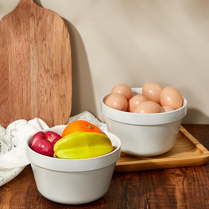 4 Pieces Ceramic 1 Qt Pudding Basins White 6.5 Inch Christmas Pudding Mold Bowls for Steaming Ovenproof Durable and Sturdy Porcelain Steamed Plum Puddings Basin Bowl Easy to Clean