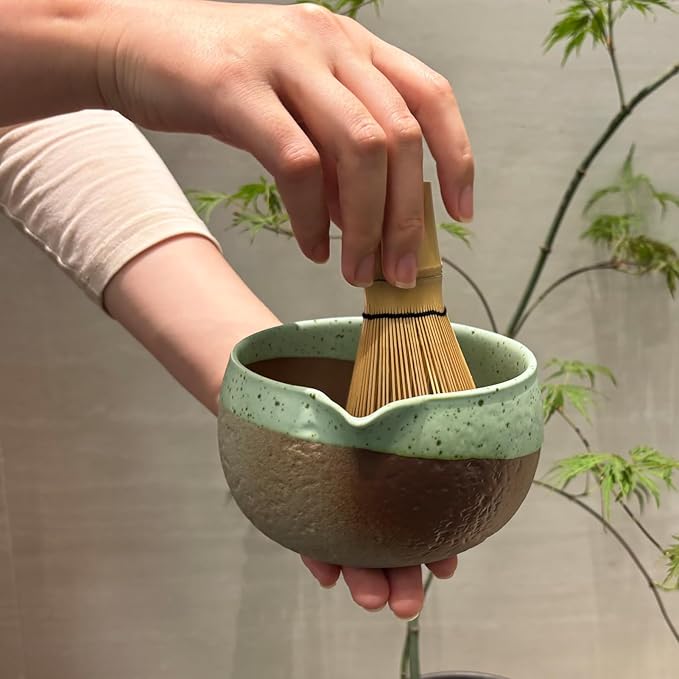 Artcome Matcha Tool Set– Bowl with Pouring Spout, Whisk, Whisk Holder, Tea Scoop – Traditional & Refined