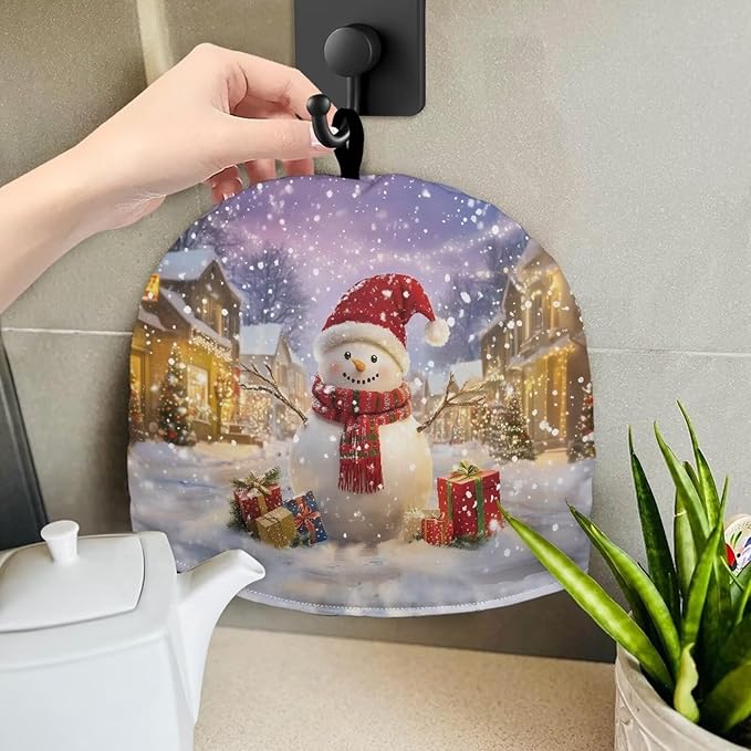 Snowflake and Snowman Tea Cozy for Teapot Tea Insulated for Women Thick Tea Cozies Keep Warming Teapot Dust Protector Fashion Kitchen Accessories for Housewife Teapot Cover