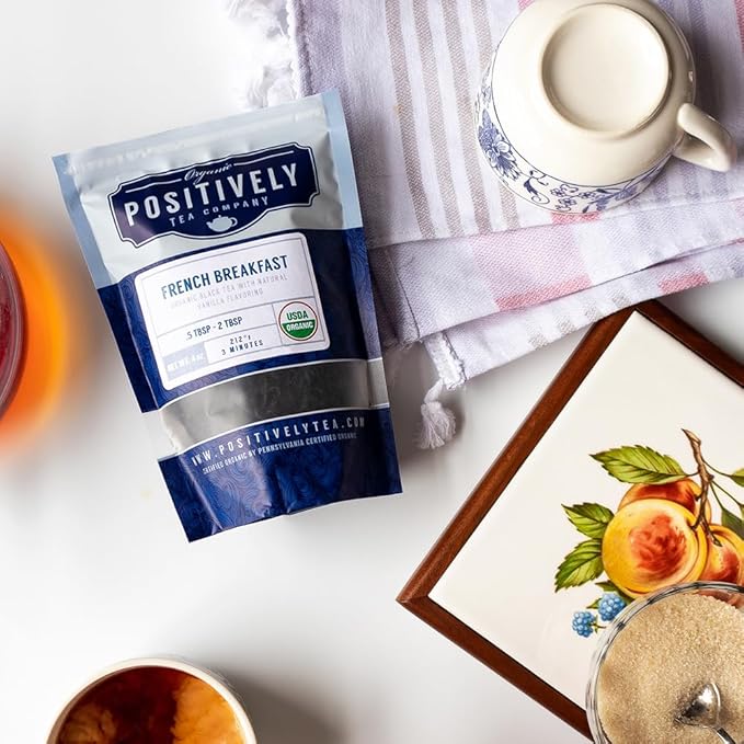 Organic Positively Tea Company, French Breakfast Black Tea, Loose Leaf, 16 Ounce