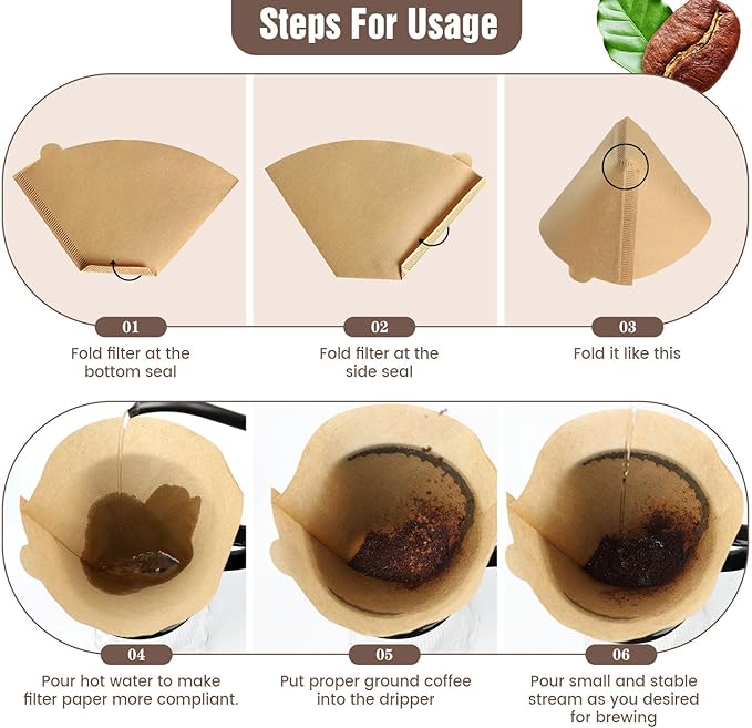 600 Count Cone Coffee Filters #4, Unbleached Size 04 Coffee Filters 8-12 Cup, Disposable Natural Paper Filters, No.4 Cone Filters For Ninja, Pour Over and Drip Coffee Maker