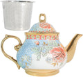Classic Vintage British Royal Style Ceramic Teapot, 30OZ Large Teapot Perfect for Everyday Gatherings (Golden, Large)
