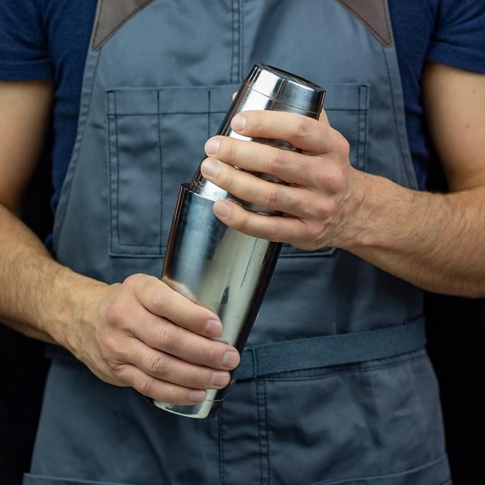 Boston Shaker Set: Two Piece 18oz and 28oz Weighted Stainless Steel Professional Bartender Cocktail Shaker Tins