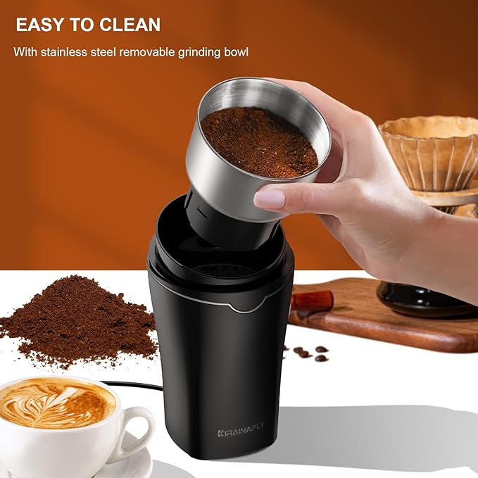 Electric Spice Grinder,300W Coffee Bean Grinder for Kitchen,Stainless Steel Removable Chamber,Up to 12 Cups, Easy for Coffee Beans,Spices,Herb,flaxseed and Nuts,Silver