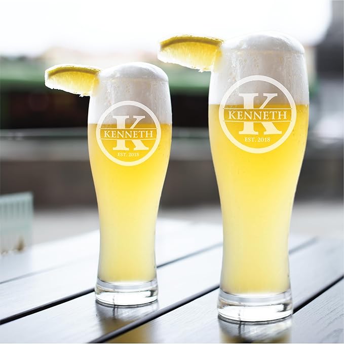 Gifts Inscribed Personalized Beer Can Glass 16oz – Custom Laser Engraved Drinking Glass – Unique Glassware Gift for Birthday, Wedding, Anniversary, Fathers Day (Custom Designs, Beer Pilsner)
