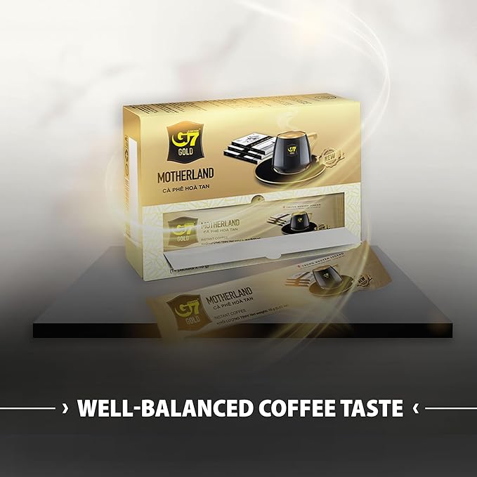 TRUNG NGUYEN G7 Gold Motherland Instant Coffee Single Served Sticks for Energy Boost (8.9oz - Box of 14 Sticks)
