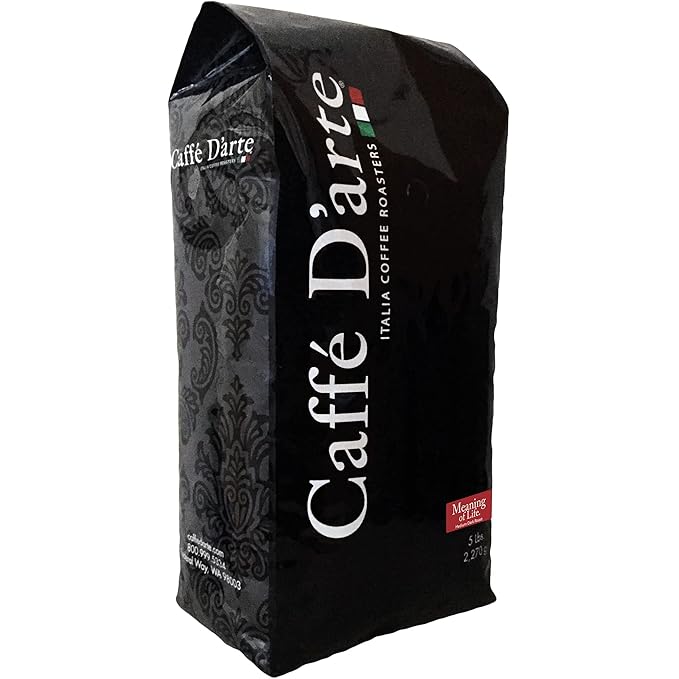 Caffe D'arte Meaning of Life Whole Bean Coffee – Medium Dark Roast, Rich & Well-Balanced Flavor with Great Aroma, Crafted for Drip Brewing, Fresh Roasted in Seattle - 5 Pounds