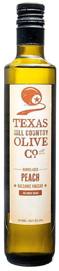 Peach Balsamic Vinegar - Gourmet Barrel Aged Infused Balsamic Vinegar - Great for Dressing Dipping Glazing - No Artificial Flavors or Added Sugar - Made in Texas (16.9 oz)