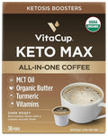 VitaCup Keto Max Dark Roast Coffee Pods, Ketosis & Energy, Butter, MCT Oil, Turmeric, B Vitamins, D3, All-In-One Keto Recyclable Single Serve Pod Compatible with Keurig K-Cup Brewers, 36 Ct