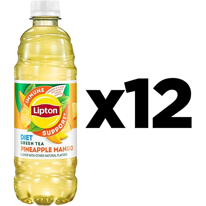 Lipton Immune Support Diet Pineapple Mango, 16.9 Fl Oz Bottles (Pack of 12)