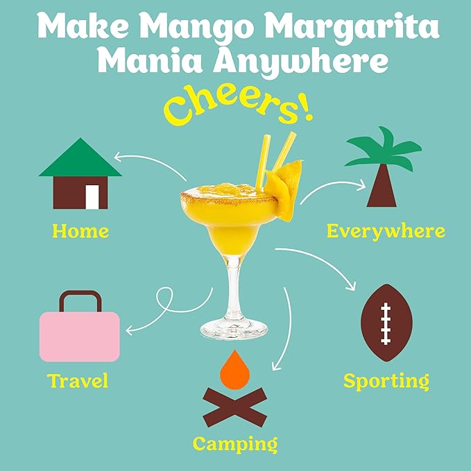 Craftmix Mango Margarita Cocktail & Mocktail Drink Mixer, Skinny Mixes - Water Flavoring Packets - Made With Real Fruit - Vegan, Low-Carb, Low-Sugar, Non-GMO, Dairy Free, Gluten Free, 24 Pack