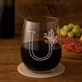 On The Rox Drinks Monogrammed Gifts For Women and Men - Letter A-Z Initial Engraved Monogram Stemless Wine Glass - 17 Oz Personalized Wine Gifts For Women and Men (U)