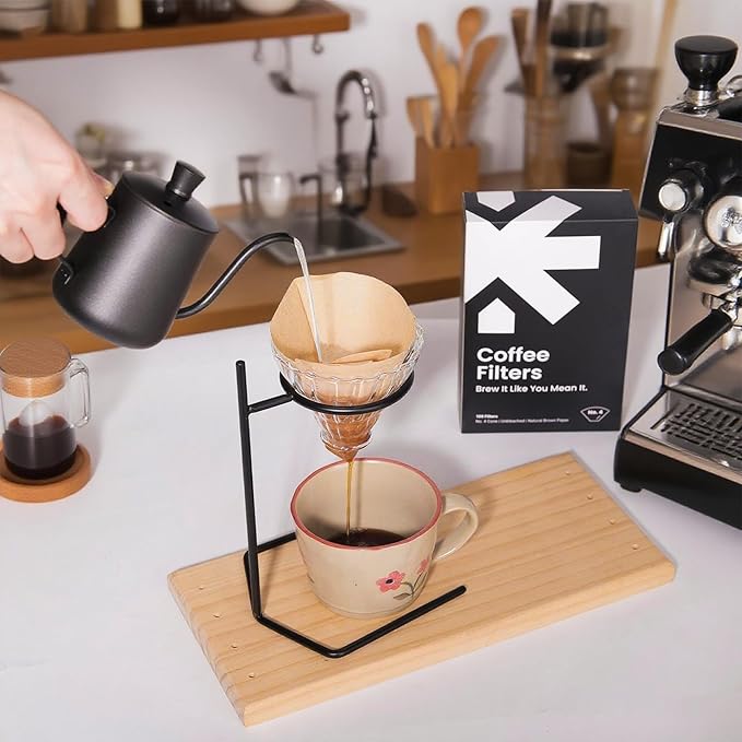 #4 Cone Coffee Filters – Unbleached Natural Paper Filters for 8–12 Cup Drip Machines & Pour Overs – Fits most coffee makers- 100 Count