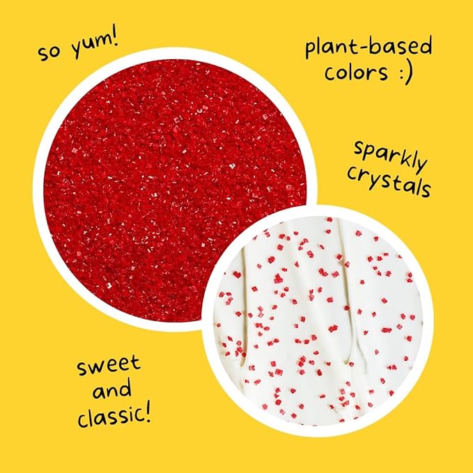 Supernatural Twinkles Sprinkles, Ruby Red Sanding Sugar, Dye-Free, Vegan, 3oz, Made in USA