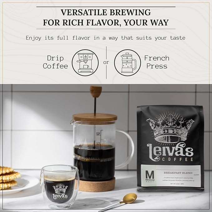 Leiva’s Breakfast Blend Medium Roast Coffee (8oz), Roasted to Order, Small Batch Guatemalan Beans – Organic Single Origin Coffee Beans - Low Acidity Medium Roast for Drip & French Press Brez