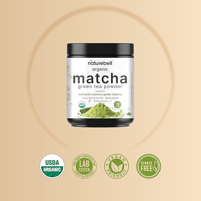 Organic Matcha Green Tea Powder, 1 Pound | Unsweetened with Zero Sugar, Culinary Grade, Potent Early Spring Leaf Harvest, Fine Stone Ground – Vegan, All Purpose, Great for Matcha Latte