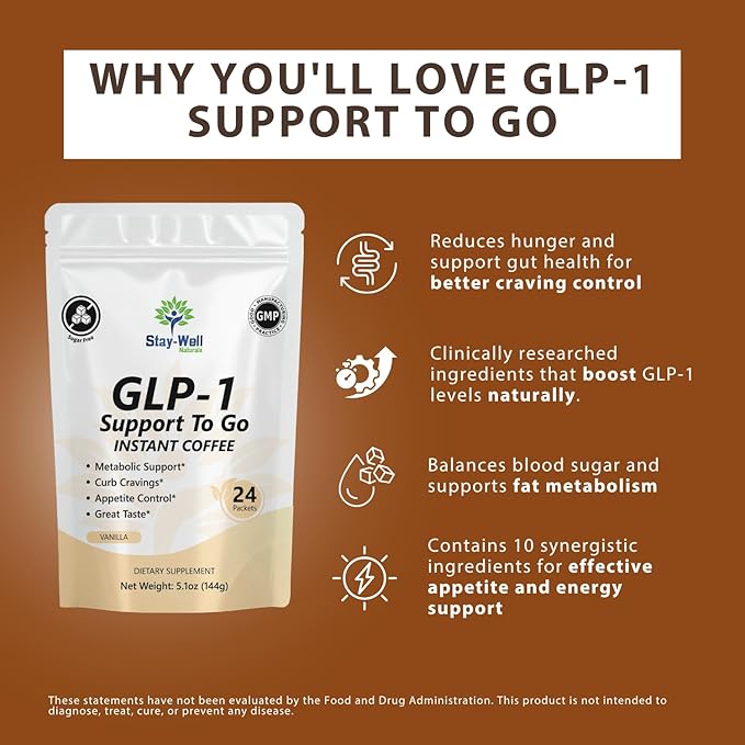 Slim Coffee GLP-1 Supplement | GLP 1 Booster to Control Appetite and Cravings | Great Tasting Metabolic Support - Coffee Bean Extract, Green Tea, Yerba Mate (Vanilla)