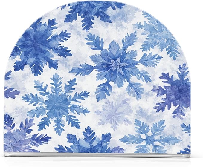 Watercolor Blue Snowflakes Napkin Holder for Table Paper Cocktail Napkin Holders for Kitchen Dinning Acrylic Dinner Napkin Dispenser for Dinner Home Decor Bar 2 Pack