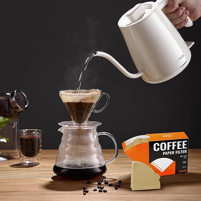 Easy-Dispensing Natural Brown Cone Coffee Filters, V01 Size, 100 Count - Unbleached Paper Filters for Pour Over Brewing, Compatible with Chemex, Hario V60 & More，Box for Easy Use & Tidy Storage