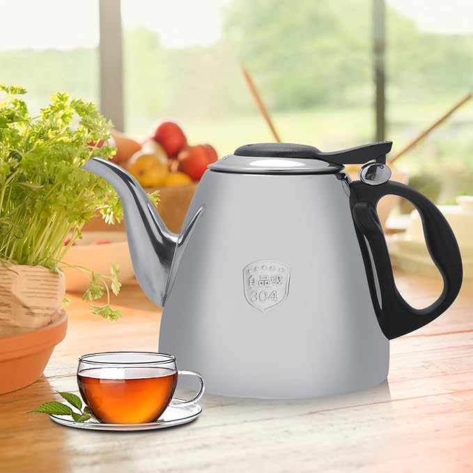 1.2l 1.5L Stovetop Teapot Stainless Steel Stove top Teapot Tea Coffee Pot Kettle Heat Resistant Handle(1.2L)