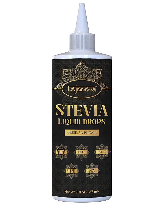 tejonova Stevia Liquid Drops, 8oz, Zero Calorie Stevia Liquid Sweetener from Pure Stevia Extract, Stevia Sweetener for Drinks, Treats, No Sugar Liquid Stevia Drops, Keto Sweetener, No Aftertaste