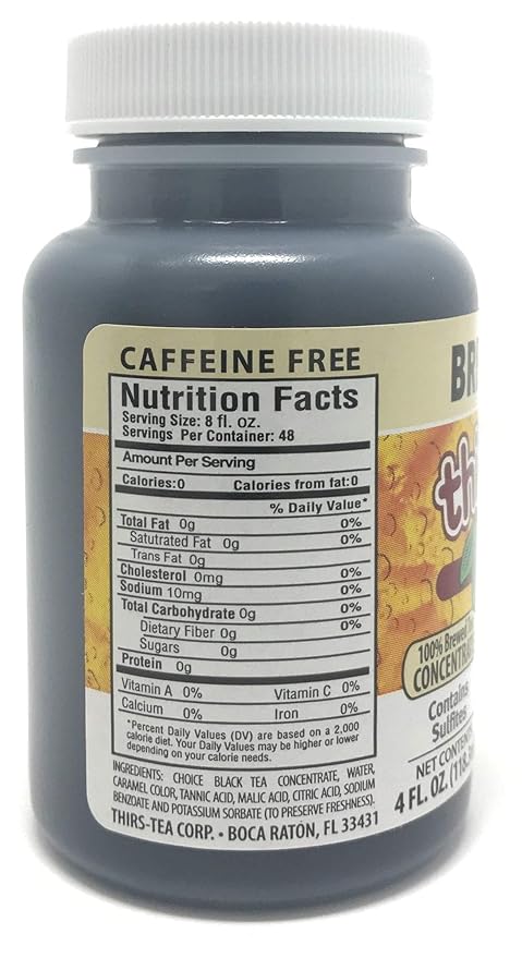 Thirs-Tea Brewed Tea | 4oz Bottle | Unsweetened | 3gal Yield | Caffeine Free