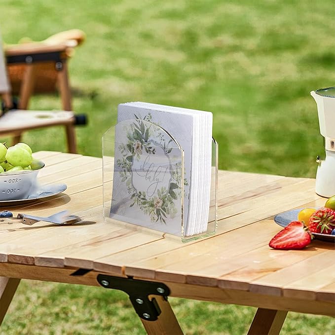 Napkin Holder, 2 Pack Clear Acrylic Napkin Tissue Holder for Table,Tissue Paper Cocktail Napkin Holder for Kitchen, Dinner Napkin Dispenser for Bar, Restaurant
