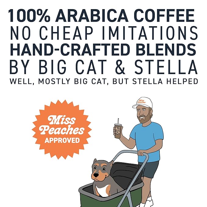 Stella Blue Cold Brew Coffee Bags, Miss Peaches Blend, Medium Roast Ground Coffee, Smooth, Bold and Refreshing 100% Arabica, 6 Brew Packets, Makes 24 Cups, Rainforest Alliance Certified