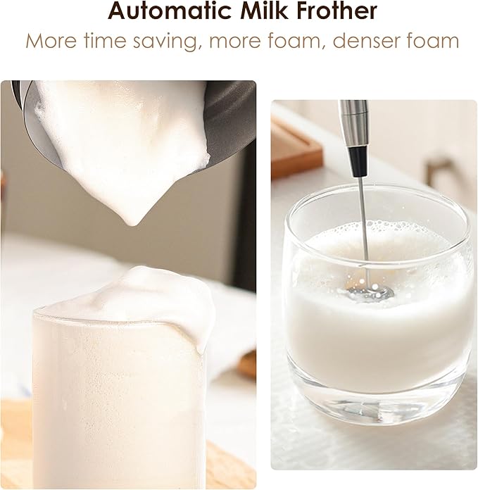 BioloMix Electric Milk Frother 4 in 1 Automatic Hot and Cold Milk Frother Warmer for Milk Latte Foam Maker Hot Chocolates Cappuccino (Black)