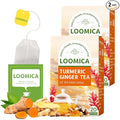 LOOMICA Turmeric Ginger Tea Bags, Caffeine Free, 100% Natural Warm & Spicy Herbal Blend with Zesty Turmeric and Ginger for Comfort, Individually Wrapped Bags, 20 Counts (Pack of 2)