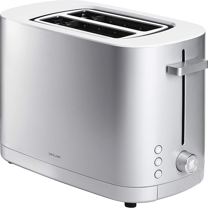 ZWILLING Enfinigy, 2-Slice Toaster, Extra Wide 1.5" Slots for Bagels and Toast, Silver