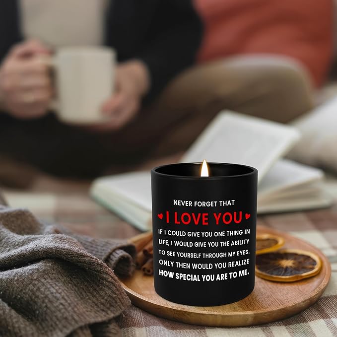 OASSIE Christmas Couple Gifts for Her Him Women Men - I Love You Long Lasting Vanilla Lavender Scented Candle 10 oz - Birthday Couples Gifts for Boyfriend Girlfriend Husband Wife